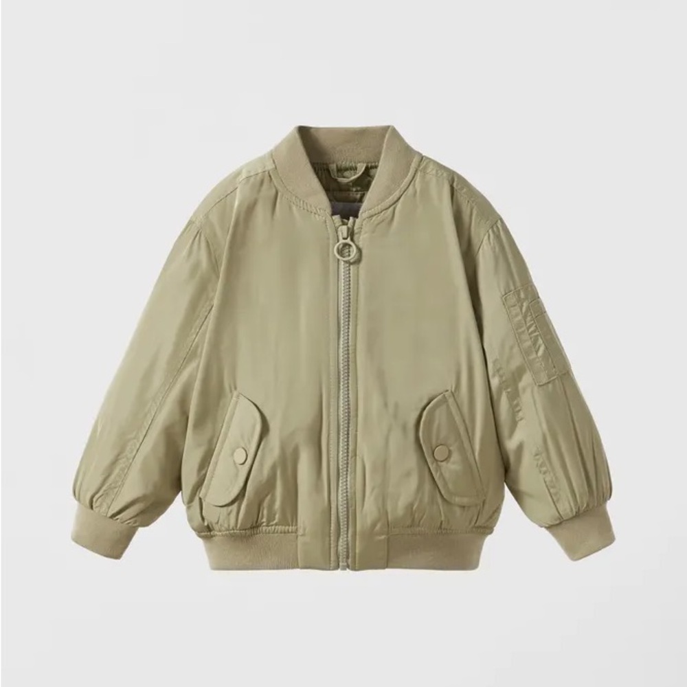 Zara boys quilted green bomber jacket size 18-24 months used good condition